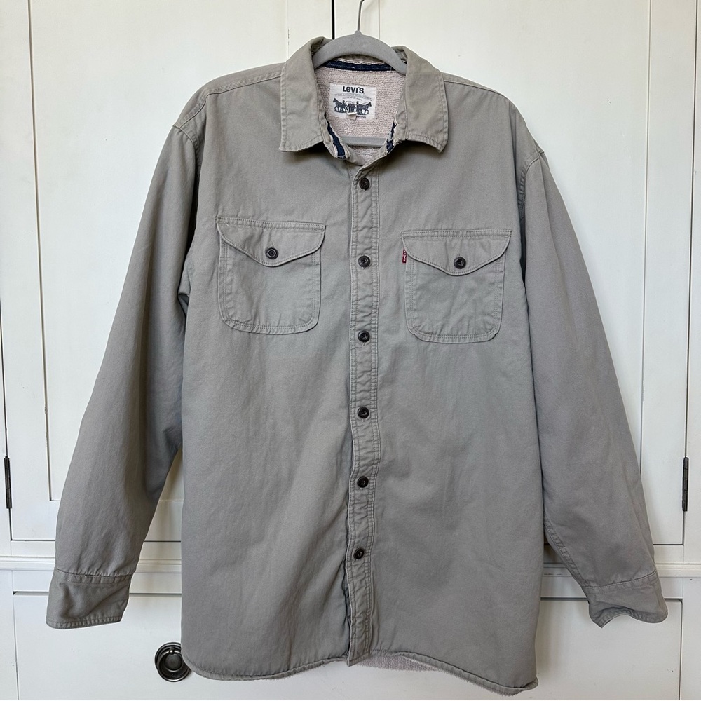 Levi’s Men’s Tan Shirt Jacket Shacket Sherpa Lined Size L